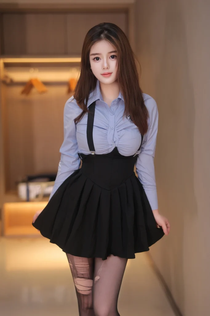 白乐乐 XiuRen 内购版 No.8666 学院风制服写真高清图片