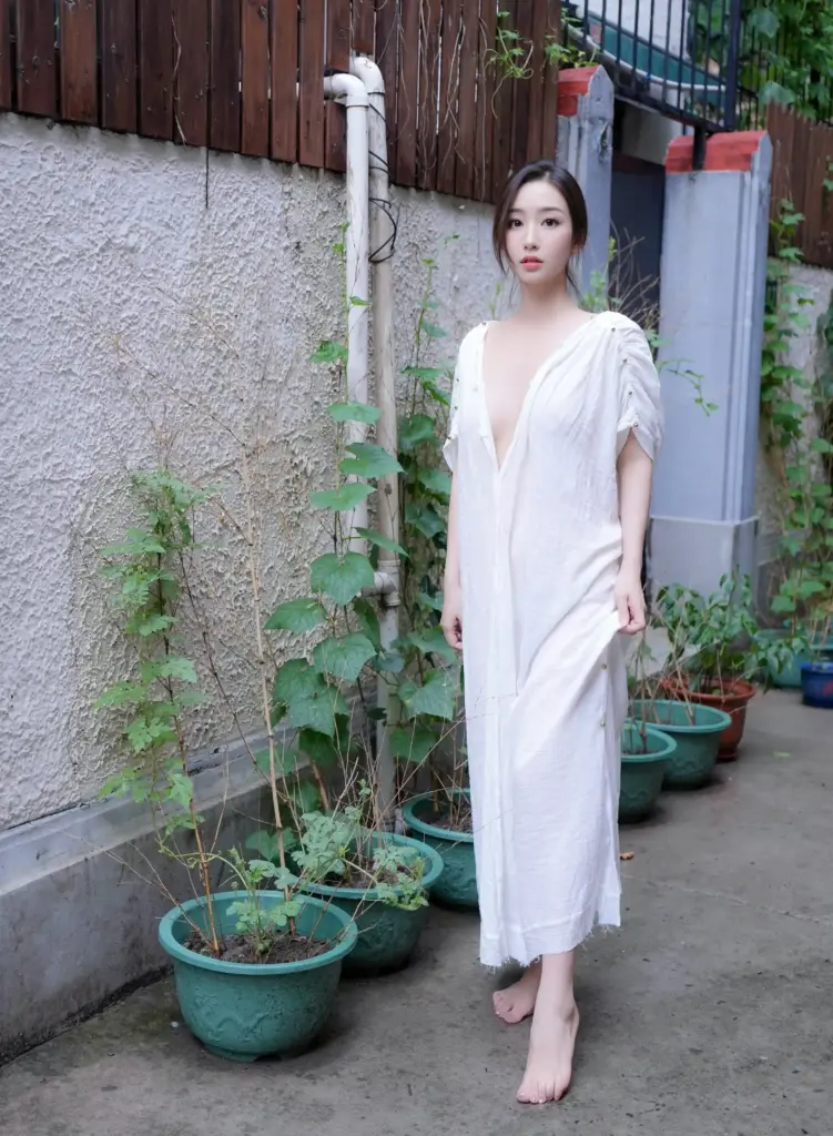 楠芝 美女画家清冷神态特写写真