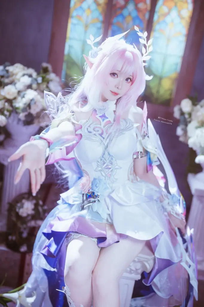 霜月 shimo 白紫渐变精灵礼服 COS 写真