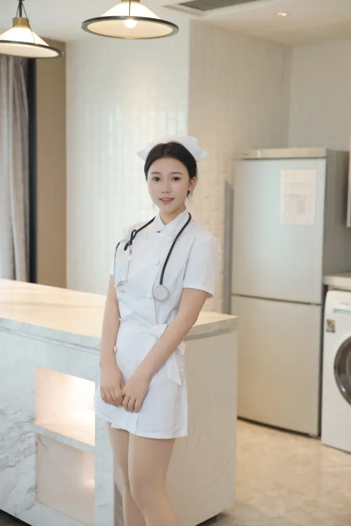 林嘉馨 吧台前护士站姿写真